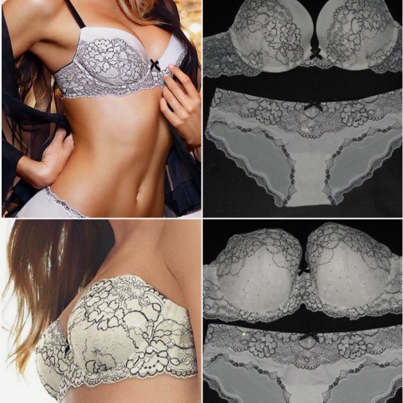 Victoria’s Secret Vintage Floral Embroidery Rhinestones Push Up Bra - Picture 13 of 16